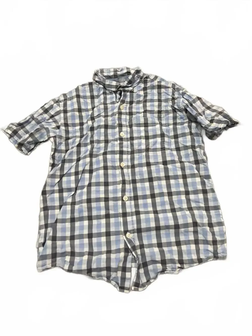Gap Kids Boys Large Blue and Gray Plaid Short Sleeve Shirt